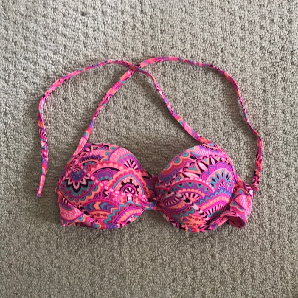 pink design whimsical padded bikini swimsuit top